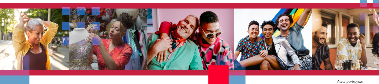 A series of individuals enjoying activities. Actor portrayals.